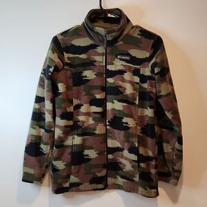 Columbia Full Zip Fleece Youth Unisex Size L 14/16 Camo Camouflage Hunting EUC